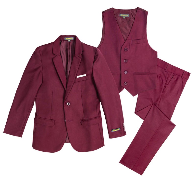 Spring Notion Boys' Modern Fit Burgundy Suit 3-Piece Set 16 - Image 4